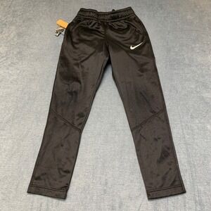 Nike Therma Fit Sweatpants Boy Medium Black Swoosh Logo Fleece Lined Performance